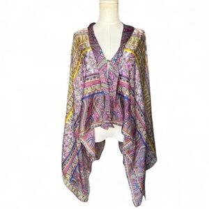 KAS New York Anthropologie  Kimono Cardigan Paisley Shawl Flowy BOHO Wrap M/L